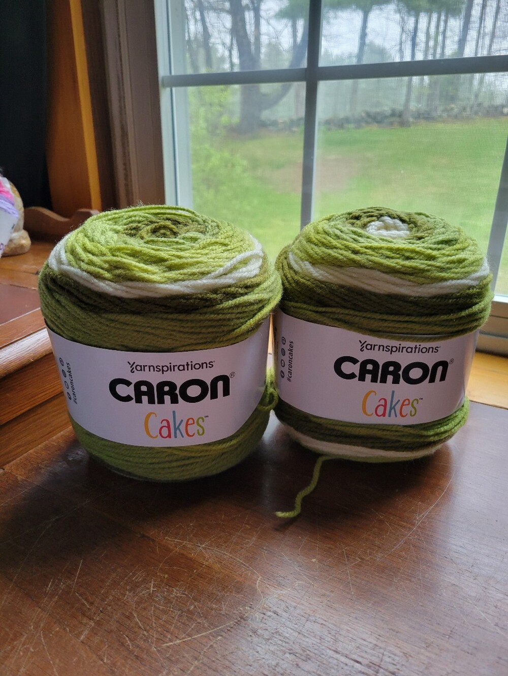 Lot Of 2 Caron Cakes Self-Striping Yarn ~ PISTACHIO ~ 7.1 oz